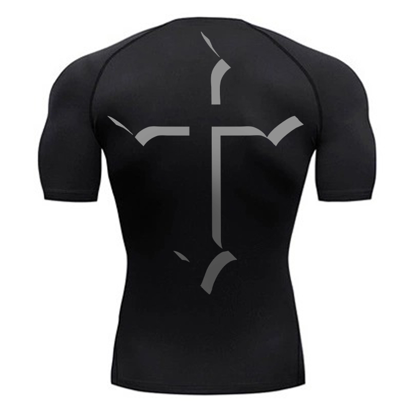 Base Layer Top - Kaus kompresi cetak silang untuk pria,