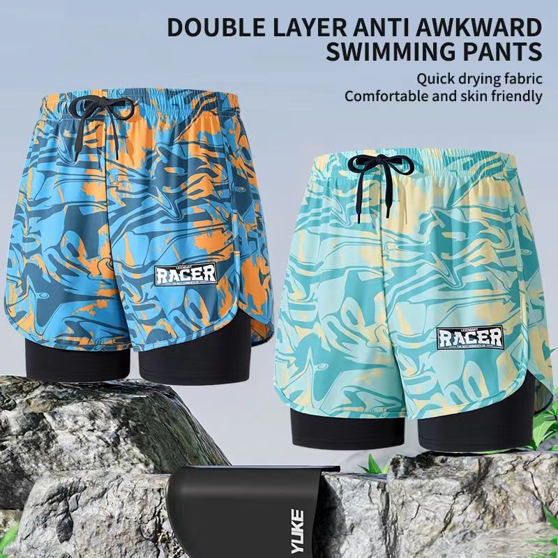 Trunk Breathable Men - Celana renang lapisan ganda dewasa, celana