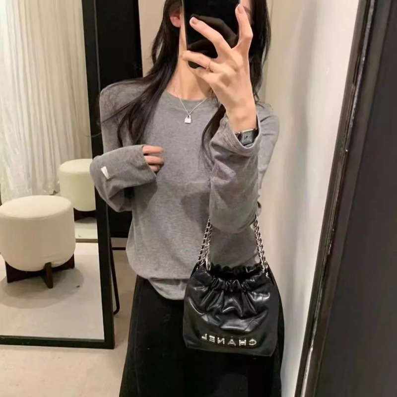 Undershirt Crew Neck - Atasan Wanita Kerah Bulat Lengan Panjang