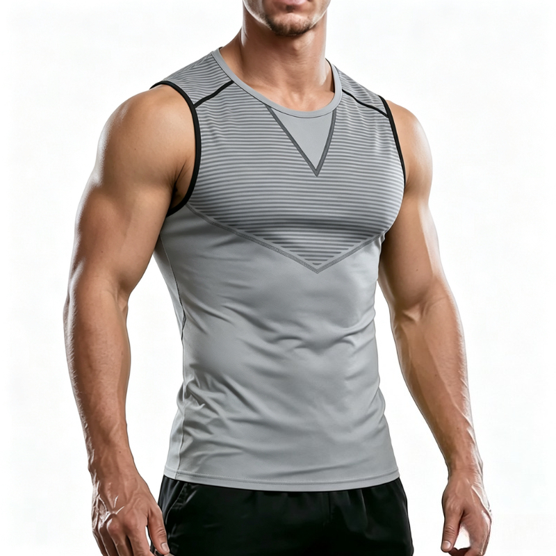 T Shirt Tight Fit - Kaos Tanpa Lengan Latihan Komprehensif Pria,