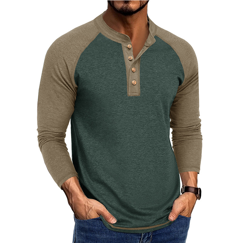 Base Layer Top - Kaos Henley Lengan Panjang Pria Terbaru,