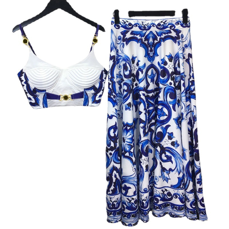 Suspender Tank Top - Bohemain setelan 2 potong untuk wanita,