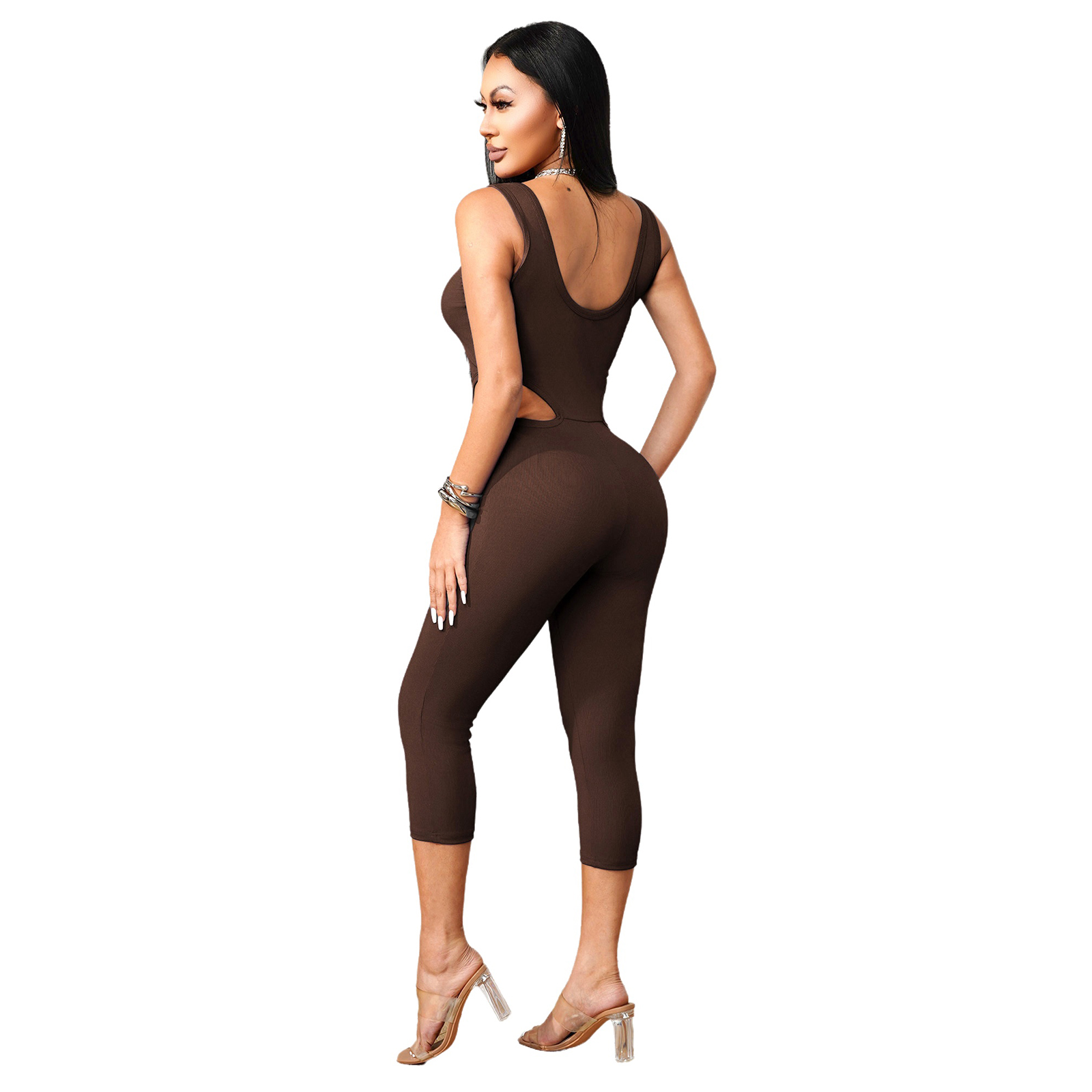 Jumpsuit Olahraga Wanita Tanpa - Tank Top Ribbed ulasan dan harga