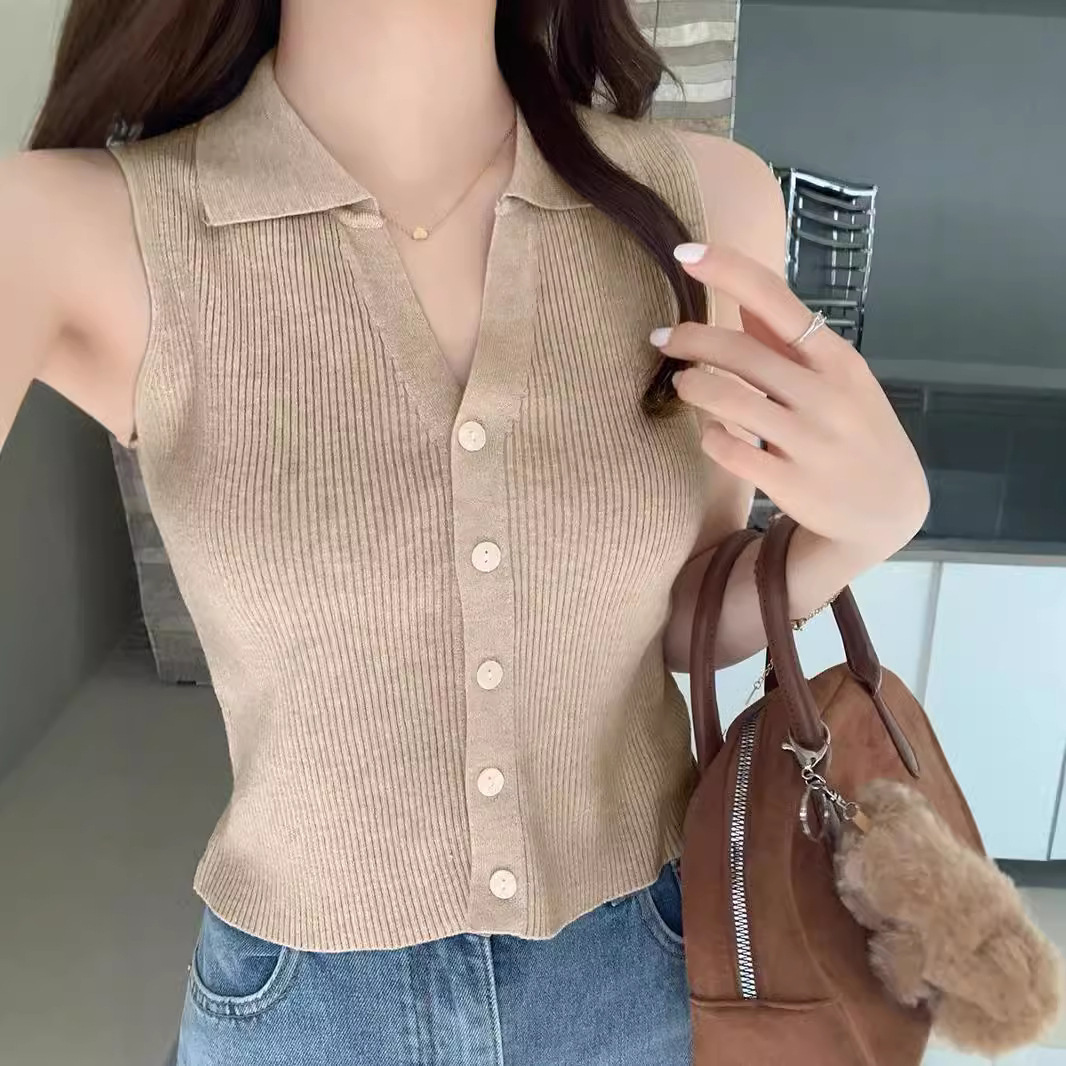 Tank Top Slim Fit Sweet Lapel  - Sleeveless Undershirt ulasan dan harga