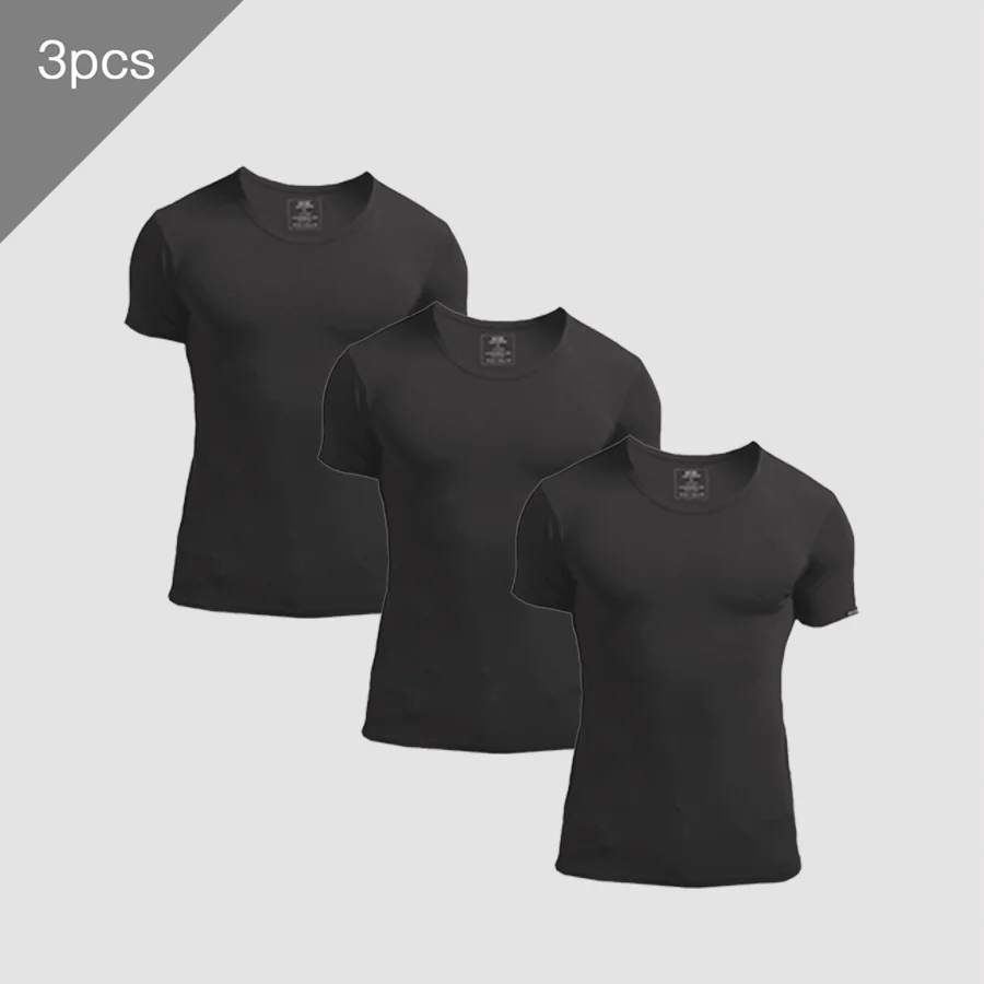 3PCS Kaos Lengan Pendek Musim  - Undershirt Crew Neck ulasan dan harga