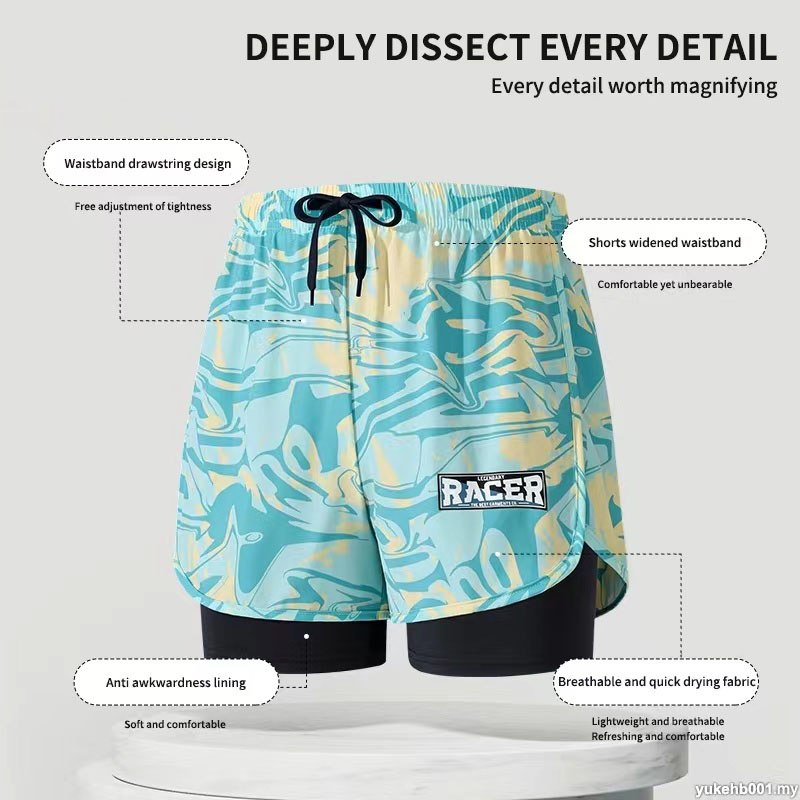 Celana renang lapisan ganda de - Trunk Breathable Men ulasan dan harga