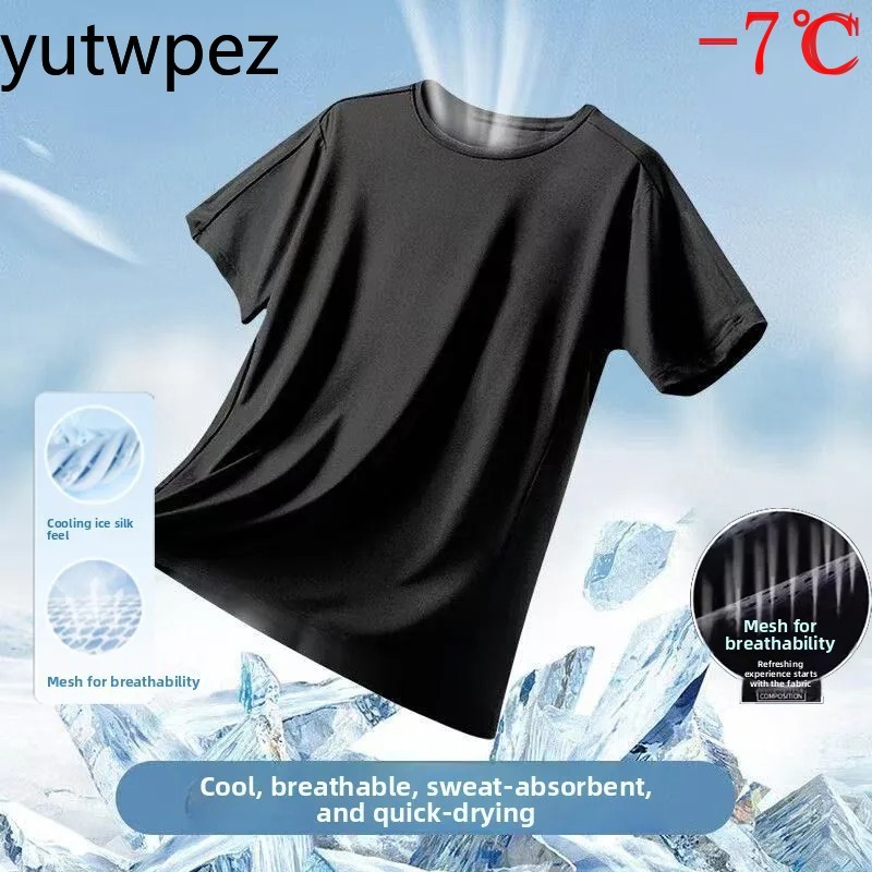 Kaus Pria Sutra Es Musim Panas - T Shirt Tight Fit ulasan dan harga